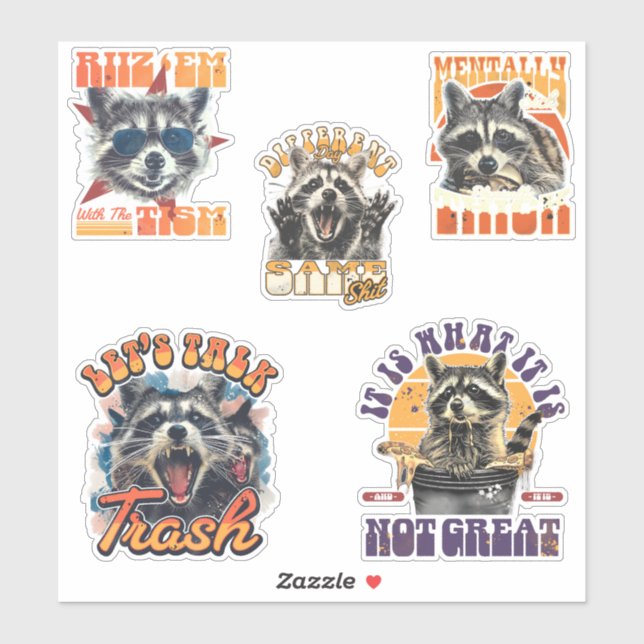 90er Bootleg Wilde Waschbär Sticker Pack 2 (Blatt)