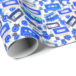 90er Cassette & Smiley Wrapping Paper - Invertiert Geschenkpapier