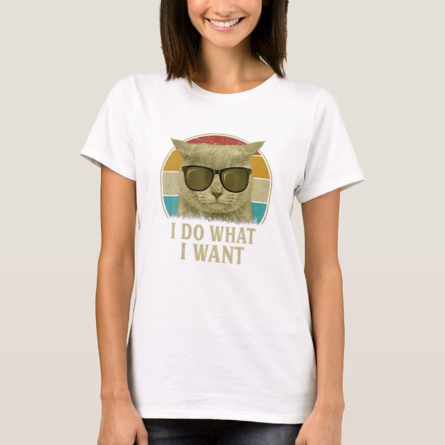 90er Cat Lovers Funny I Do T-Shirt (Vorderseite)