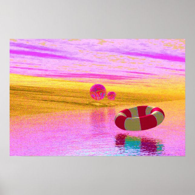 90er CGI Style Beach Scene Poster (Vorne)