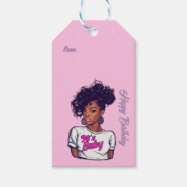 90er-Girl Birthday Bash (Pink) Tag Geschenkanhänger