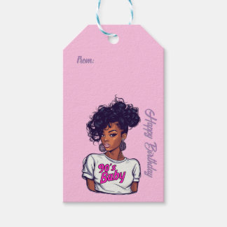 90er-Girl Birthday Bash (Pink) Tag Geschenkanhänger
