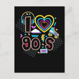 90er Girl Music Party Roller Skaten Disco 1990er Postkarte