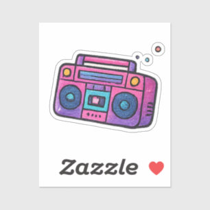 90er Glitter Boombox Transparent Kiss Cut Aufkleber