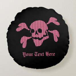 90er Goth Rockabilly Totenkopf und Kreuzbein Punk Rundes Kissen
