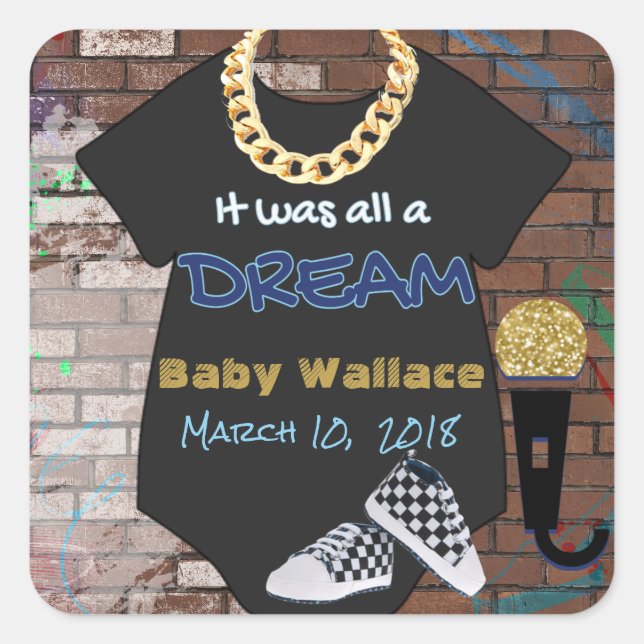 90er Hip Hop BOY Baby Shower Sticker (Vorderseite)