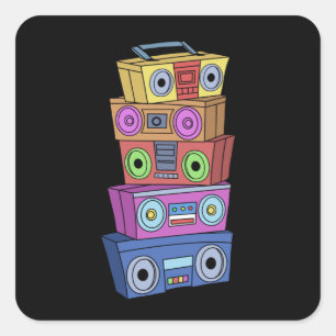 90er Hip Hop Geschenke Gettoblaster Klassischer Hi Quadratischer Aufkleber