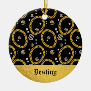 90er Hip Hop Rap Musik Gold Cuban Link Kette Keramik Ornament