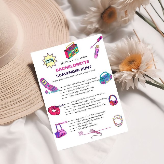 90er Jahre Baby-Bachelorette-Scavenger-Foto-Jagdsp Einladung (Von Creator hochgeladen)