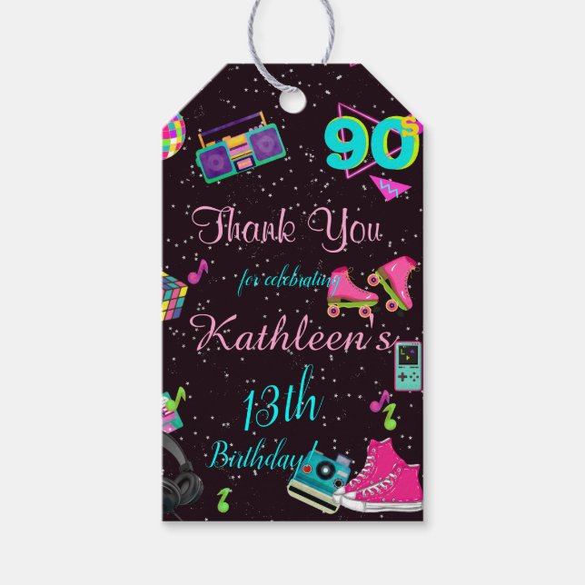 90er Jahre Danke, zurück in die 90er Jahre, jedes  Geschenkanhänger (Vorderseite)