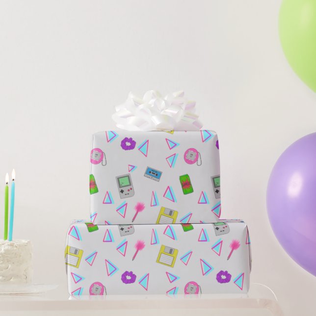 90er-Jahre-Doodle-Muster Geschenkpapier (Partygeschenke)