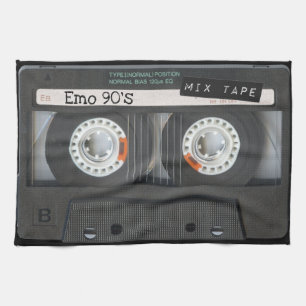 90er-Jahre Emo-Kassettenband Black Mix Tape Geschirrtuch