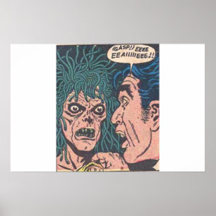 90er Jahre Goldener Horror Vintage Comicen Poster