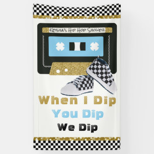 90er Jahre Hip Hop BOY Baby Shower Blue & Gold Banner