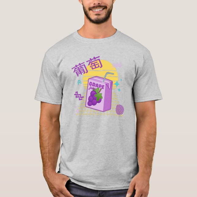 90er Jahre Japanischer Kawaii Traubensaft Box T -  T-Shirt (Vorderseite)