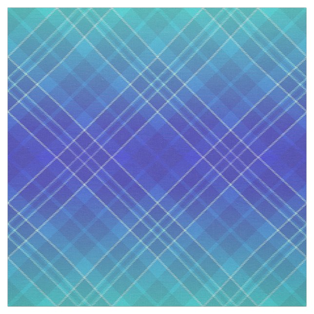 90er Jahre Kariertes Muster Aqua Blue Ombre Unisex Stoff (Muster)