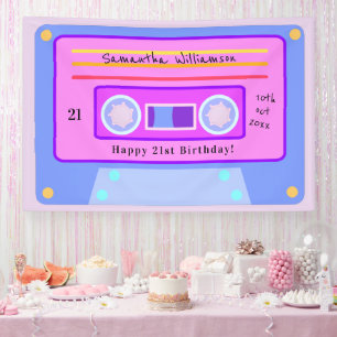 90er Jahre Pink Blue Pastel Cassette 21. Geburtsta Banner