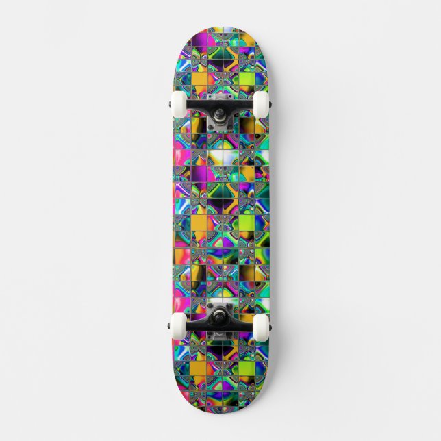 90er Jahre Regenbogenkunst Skateboard (Vorderseite)