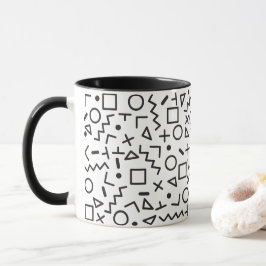 90er Jahre Schwarz-Weiß-Retro-Formen-Muster Tasse
