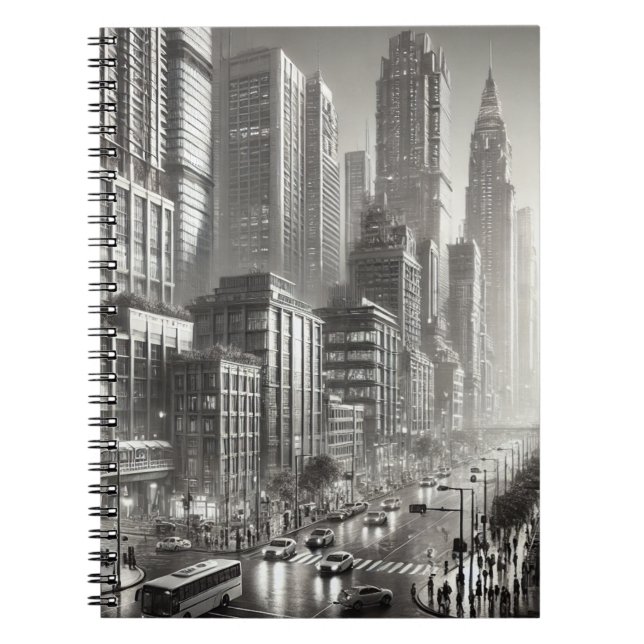 90er Jahre Stil Schwarz-Weiß-Edelstahl Notizblock (Vorderseite)