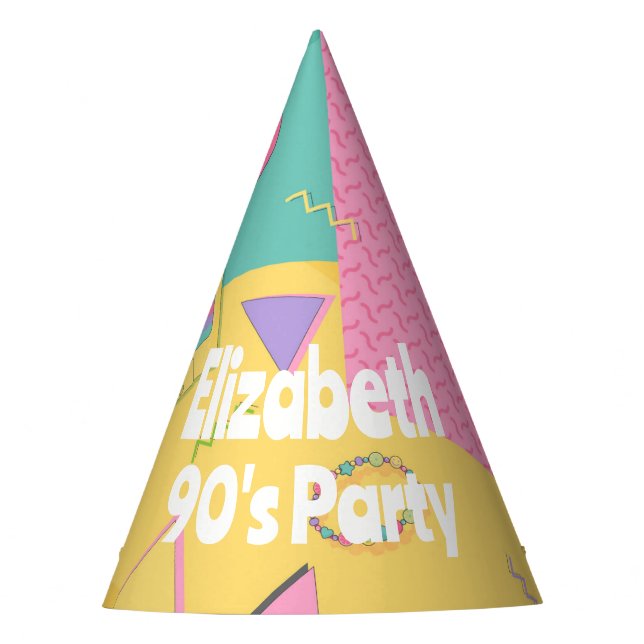 90er Jahre Thema Geburtstagsparty Hats Partyhütchen (Vorderseite)