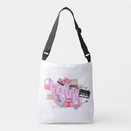 90er-Liebes-Vibes-Tasche – Retro-Pink-Musik & -Tec Tragetaschen Mit Langen Trägern