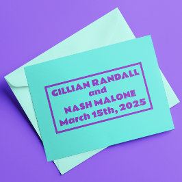 90er Lila auf Aquamariner Hochzeit Dankeskarte