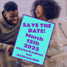 90er Lila auf Aquamariner Hochzeit Rett-the-Date