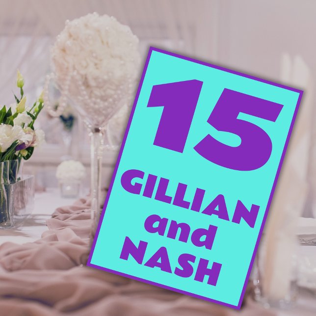 90er Lila auf Aquamariner Hochzeit Tischnummer (Von Creator hochgeladen)