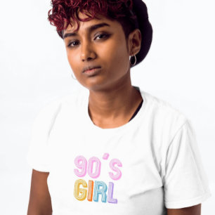 90er Mädchen einfaches Text modern weiß T-Shirt
