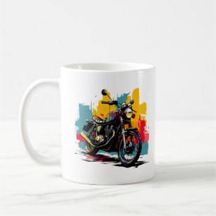 90er-Motorrad und Zitat Kaffeetasse