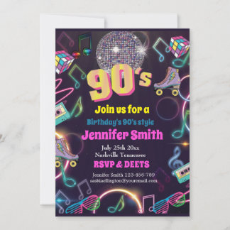 90er Neon-Disco-Vibes Retro-Stil Einladung