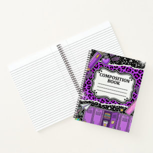 90er Neon Violetter Leopard Schulschließfach Notiz Notizbuch
