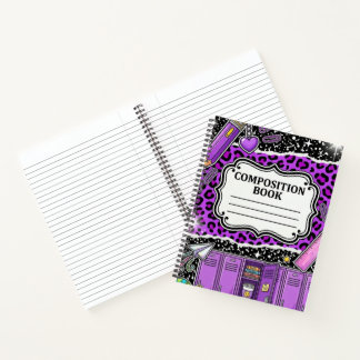 90er Neon Violetter Leopard Schulschließfach Notiz Notizbuch