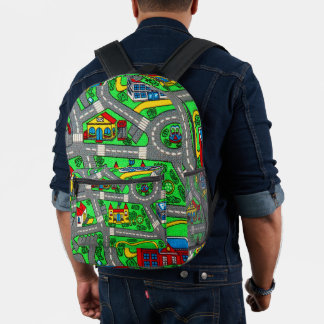 90er Nostalgie, Track Teppich Auto Straße Nostalgi Bedruckter Rucksack