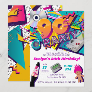 90er-Party-Einladung, 90er-Einladungsthema Einladung