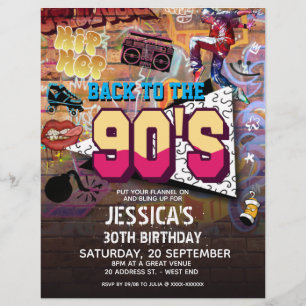 90er Party zum Geburtstag Flyer