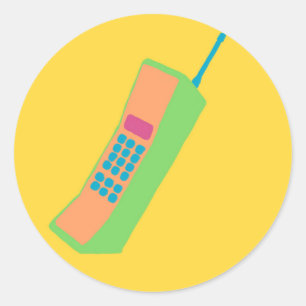 90er Retro-"Brick"-Telefon Runder Aufkleber