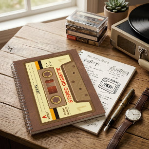 90er Retro-Kassettenband mit Namen Notizbuch