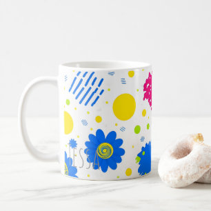 90er Retro Memphis Stil Floral Pop Art Kaffeetasse