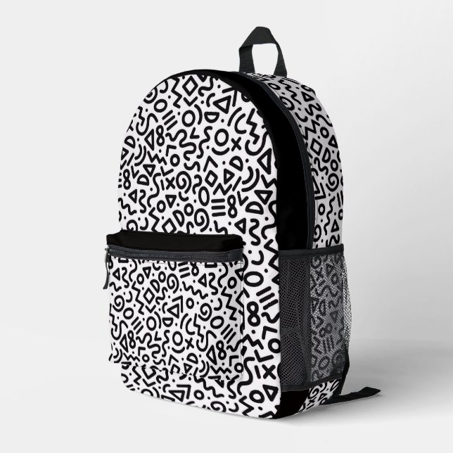 90er Retro-Muster-Rucksack  Bedruckter Rucksack (Rückseitige Ecke Rechts)