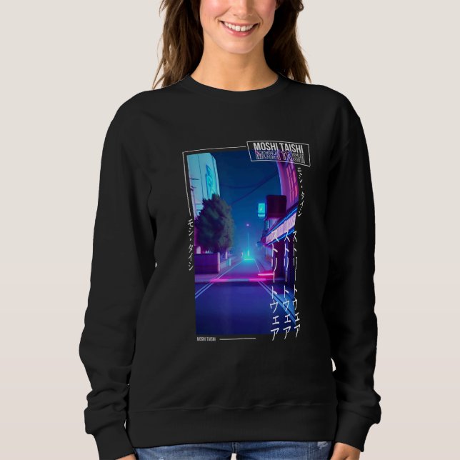 90er Retro Synthwave japanischer Vaporwave Otaku Ä Sweatshirt (Vorderseite)