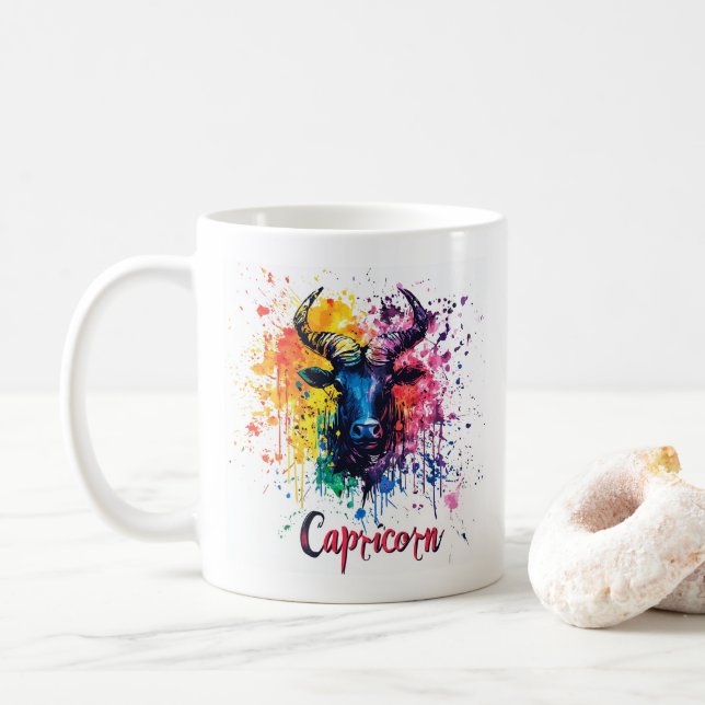 "90er-Rücken-Korn: Spritzer Paint Tasse" Kaffeetasse (Mit Donut)