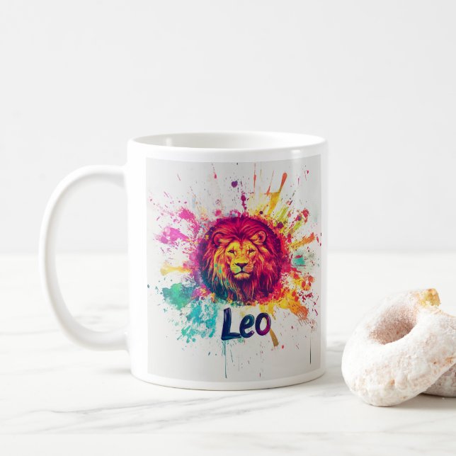 "90er-Rücken-Leo: Spritzer Paint Tasse" Kaffeetasse (Mit Donut)
