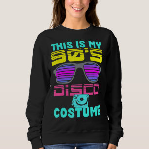 90er Sonnenbrillen Vinyl Music Disco Kostüm Teil Sweatshirt