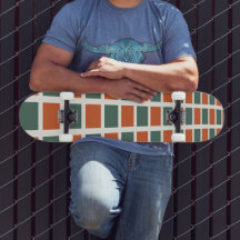 90er Streetwear Geometrisches Braunorange Salbeigr