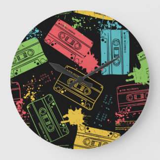 90er Style Coole Grunge Cassetten Große Wanduhr