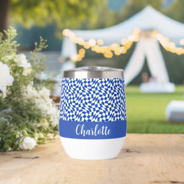 90er-Thema blau kariert Name Monogramm