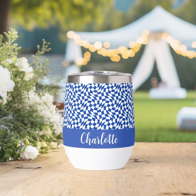 90er-Thema blau kariert Name Monogramm (Hochzeit (gedreht))