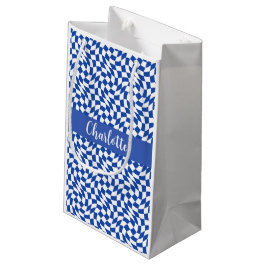90er-Thema blau kariertes Namensmonogramm Kleine Geschenktüte